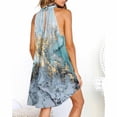 thumbnail image 3 of Pompotops Women Casual Slimming Draw Back Printed Short Sleeves Cold Shoulder Dress, 3 of 4