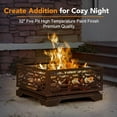 thumbnail image 4 of Outdoor Fire Pit, 32 Inch Wood Burning Firepit for Outside with Mesh Cover & Fire Poker, Large Square Metal Fireplace for Patio, Backyard, Garden, Bonfire Party, 4 of 6