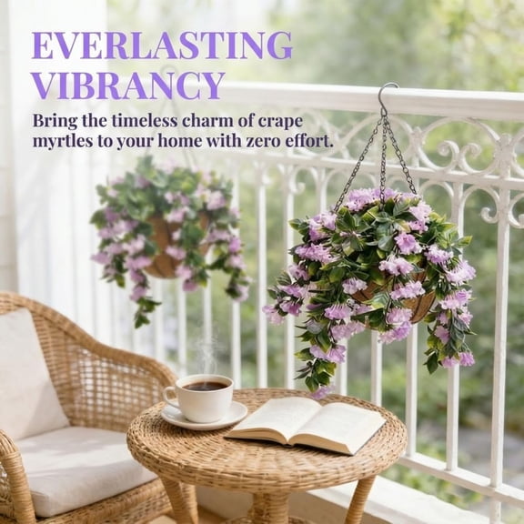 Artificial Hanging Flowers – UV Resistant Faux Floral Basket, Realistic Outdoor Decor for Spring Garden, Patio, and Porch