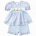 thumbnail image 5 of Toddler Baby Girl Easter Outfit Sets Puff Sleeve Bunny Dress Top and Ruffle Shorts Clothing Sets Kids Easter Wear, 5 of 6