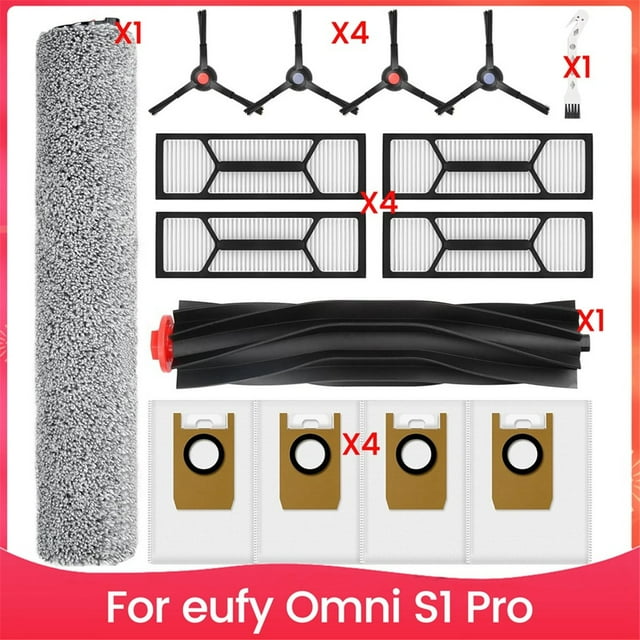 Para Aspiradora Robot para Omni S1 Pro, 1 Mopa Giratoria, 1 Cepillo Giratorio, 4 Bolsas para Polvo, 4 X Filtros de Alto Rendimiento, 4 X Cepillos Laterales