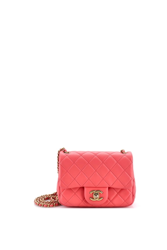 Pre-Owned Pearl Crush Square Flap Bag Quilted Lambskin Mini By Rebag