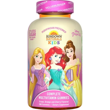 Sundown Naturals Kids Disney Princess Complete Multivitamin Gummies, Grape Orange Cherry, 200 (The Best Multivitamin For Kids)