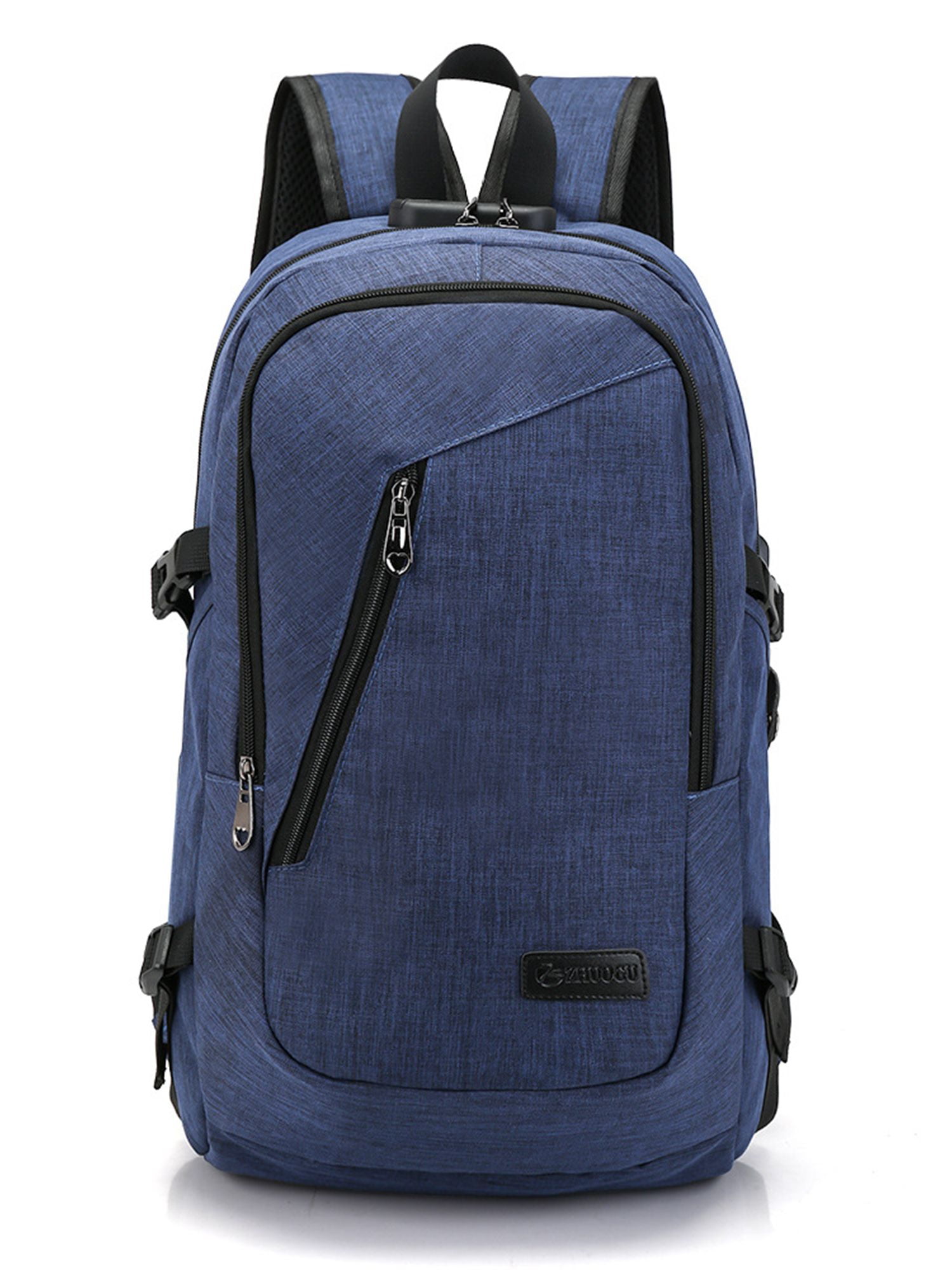 Gustave 15.6 Inch Anti Theft Laptop Backpack Large Capacity Waterproof Travel Daypack Business Computer Bag for Women Men with USB Charging Port "Blue"