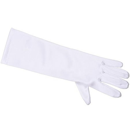 Satin Stretch Glove - Big Girl Satin Stretch Elbow Length Gloves White 8-12 GL701-6BL