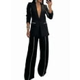 thumbnail image 3 of Conjunto de Traje Elegante de Dos Piezas para Mujer, Chaqueta Informal de Negocios de Gran Tamaño, Pantalones de Trabajo de Pierna , para Otoño y . Negro XL, 3 of 9