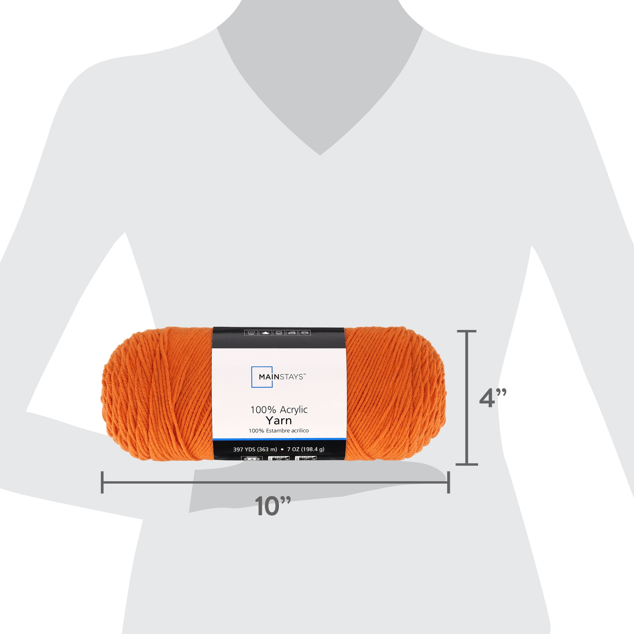 Mainstays Size 4 Medium Weight Acrylic Pumpkin Spice Yarn, 7 oz, 397 yds