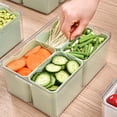thumbnail image 3 of Shoreew Refrigerator Storage Box with 4 Detachable Bins Clear Lid Large Capacity Rectangle Fridge Vegetables Fruits Organizer Holder Kitchen Food Container, 3 of 7
