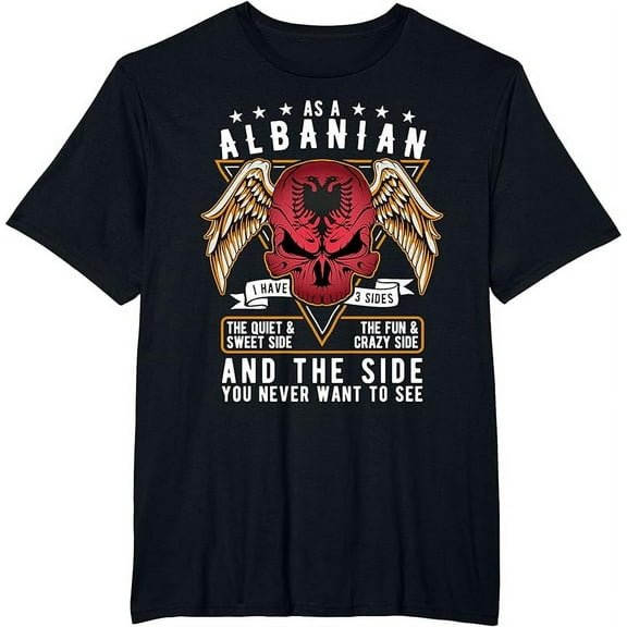 Albanian Shirt Albania Flag Skull Albanian Roots Heritage T-Shirt