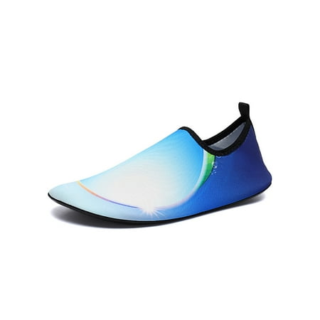 

Woobling Girls Boys Aqua Socks Barefoot Beach Shoe Quick Dry Water Shoes Yoga Flats Breathable Sneakers Slip On Comfort Bright Blue White 6.5