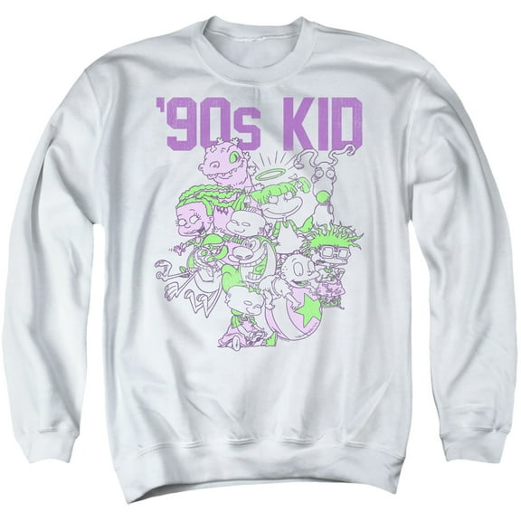 Nickelodeon 90S 90'S Kid Unisex Adult Crewneck Sweatshirt (3X-Large) White