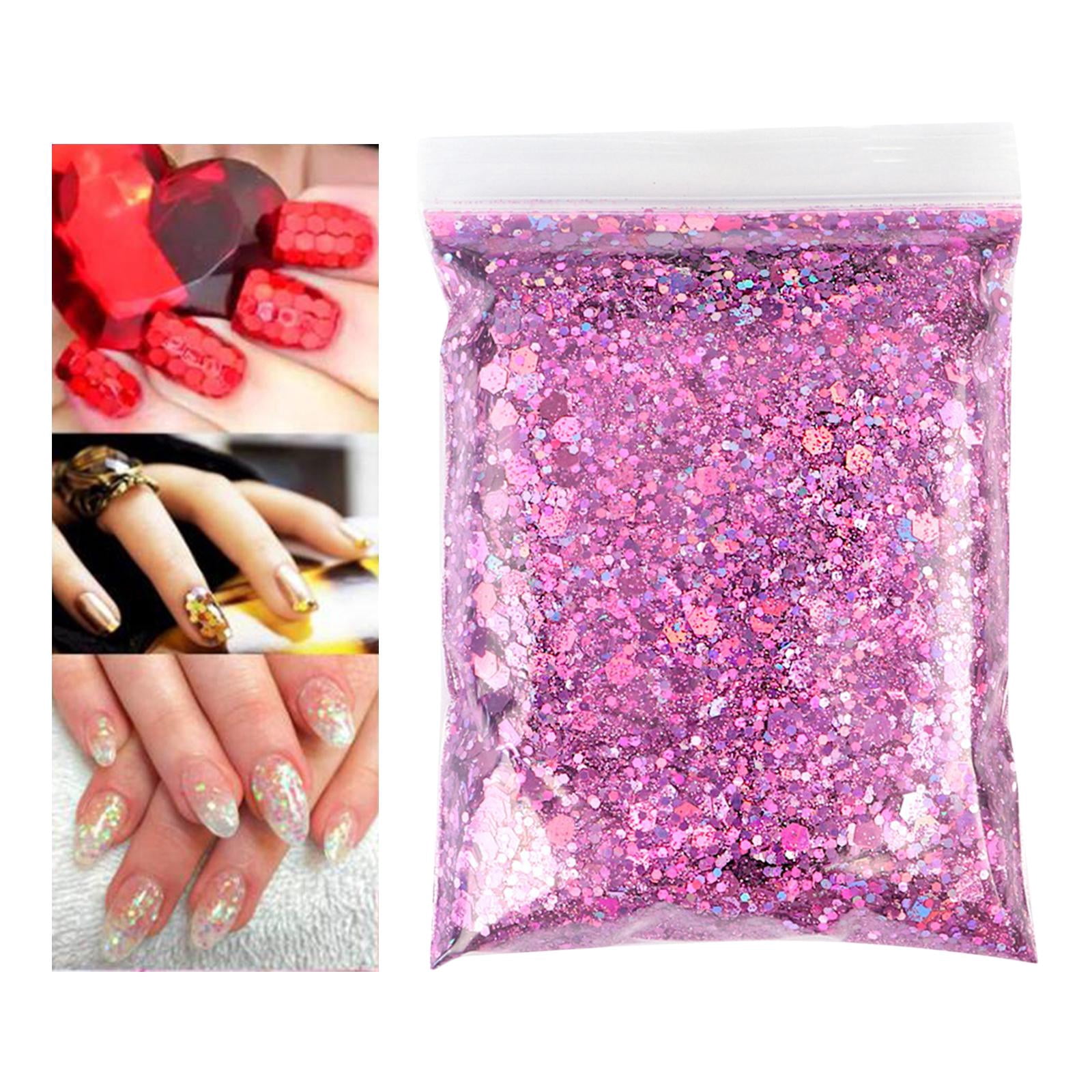 Gazechimp 5x1Bag 50g Nail Glitter Sequins Paillette Flakes 3D Nail Art Decor Peach
