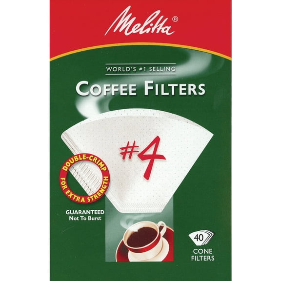 Melitta Super Premium Coffee Filter Cones No. 4 - White - 40 Count