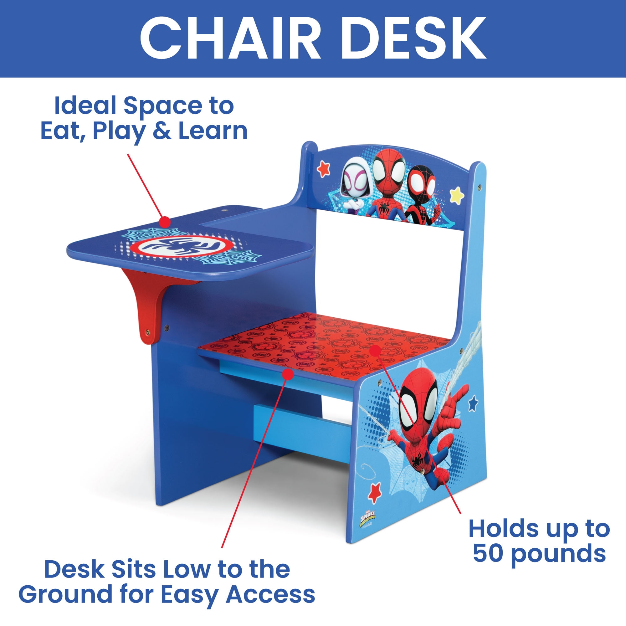 Spidey and His Amazing Friends 3-Piece Toddler Bedroom Set by Delta Children, Blue
