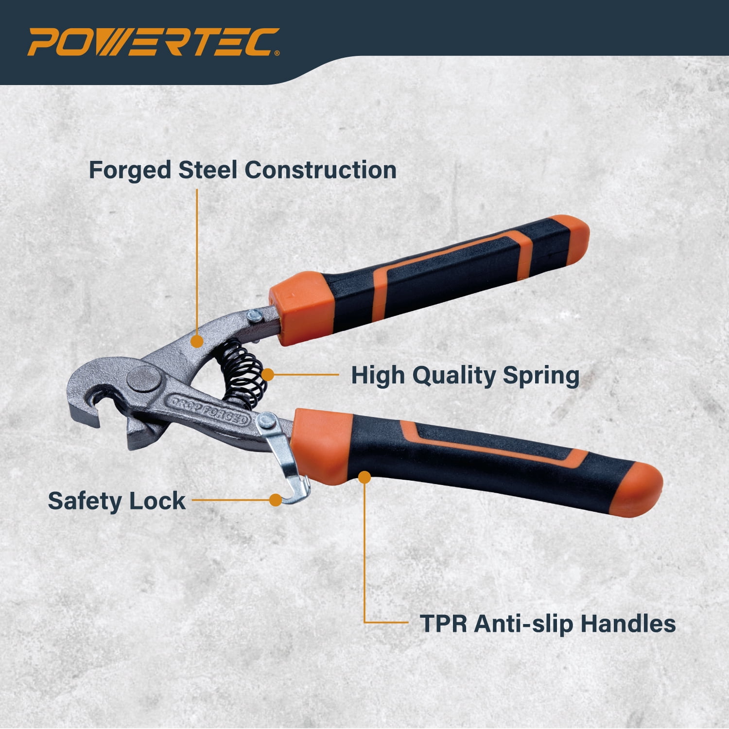 POWERTEC Parrot Head Tile Nippers for Glass, Ceramic, Porcelain, and Mosaic, Ergonomic Soft Grip, Heavy Duty Blades Cuts and Trim Tile Up to 2/5" Thick (71902N)