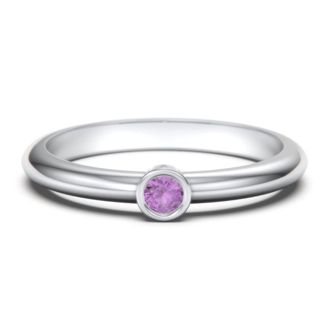 Classic Bezel Set Birthstone Ring - Amethyst (February)