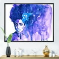 thumbnail image 2 of Designart 'Glorious Blue Portrait of Afro American Woman' Modern Framed Canvas Wall Art Print, 2 of 5