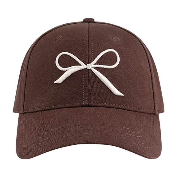 Brown Baseball Caps Women's Embroidered Bow Baseball Cap Versatile for Spring and Summer Small Cap Cycling Camping Fashionable Cap