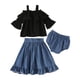 thumbnail image 4 of Vestido Para Niñas, Ropa Para Bebés, Niñas Pequeñas, Mangas A La Moda, Tirantes, Top, Pantalones Cortos De Vaquero, Falda Corta, Traje Negro Odeerbi LM103-8743, 4 of 9