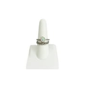 Womens Believe by Brilliance Fine Silver Plate Opal Ring with AAA CZ Stones in Size 9.