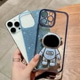 thumbnail image 2 of Compatible for iPhone 13 Pro Max 6.7 Inch Bling Plating Astronaut Hidden Stand Case, Cute 6D Stand Glitter Phone Case for Women Girls Soft TPU Shockproof Back Cover - Blue, 2 of 12