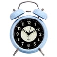 thumbnail image 3 of RV Reloj despertador de 4 pulgadas, cuarzo, analógico, vintage, doble campana, con alarma fuerte y luz nocturna, caja de metal (azul) oso de fresa Electrónica, 3 of 5