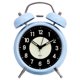 thumbnail image 3 of Reloj despertador de 4 pulgadas, cuarzo, analógico, vintage, doble campana, con alarma fuerte y luz nocturna, caja de metal (azul), 3 of 5