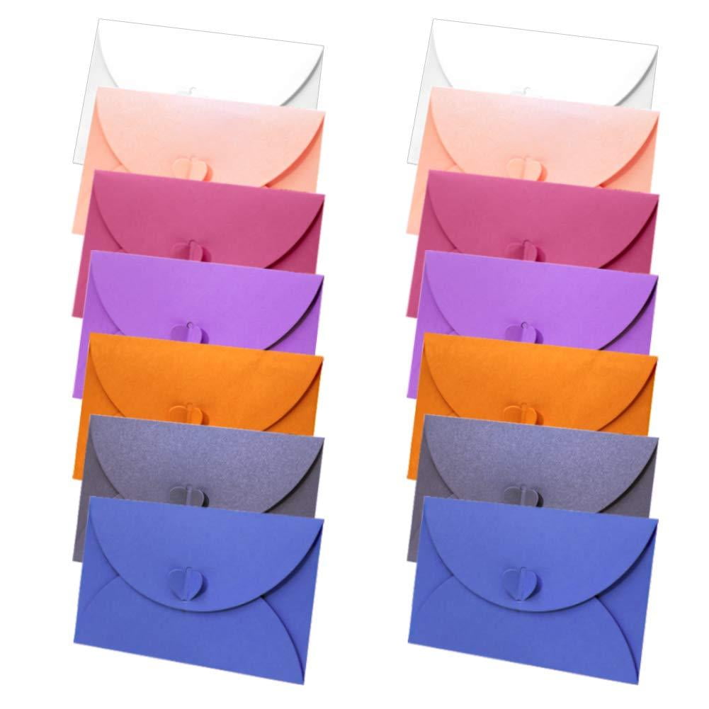Cute Post Card Holders Heart Clasp Shining Colorful Envelopes 22 Pcs, 11 Colors Mini Kraft Paper Envelopes JKJF Mini Gift Card Envelope