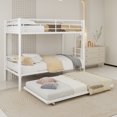 thumbnail image 2 of Heavy Duty Sturdy Metal Twin Over Twin Bunk Bed with Enhanced Upper-Level Guardrail, Non-Slip Ladder, Noise Reduced, 350 lbs Weight Capacity, Easy Assembly with All Tools, White, 2 of 11