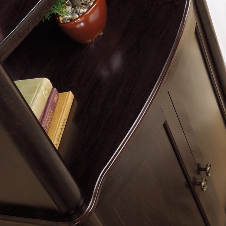 Sauder Woodworking 416775 Albany Library w/Doors Bookcase Jamocha Dark Wood