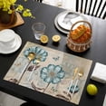 thumbnail image 3 of Blue Tulip Placemats Set of 6, Retro Flowers Leaves Butterfly Plants Khaki Placemats for Dining Table, Place Mats for Kitchen Tabletop, Waterproof Wipeable Dining Table Mats Set, 3 of 9