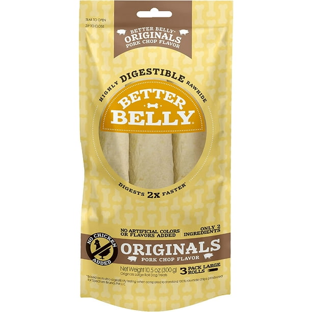 Better Belly Highly Digestible Rawhide Large Roll Chews, Treat Your Dog