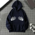 thumbnail image 3 of Funny Halloween Skeleton Hoodies for Women Casual Oversized Hooded Sweatshirt with Pockets Pullover Tops, 3 of 4