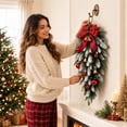 Aximioll Christmas Ball Ornaments 16 in, Teardrop Artificial Pine Swag ...