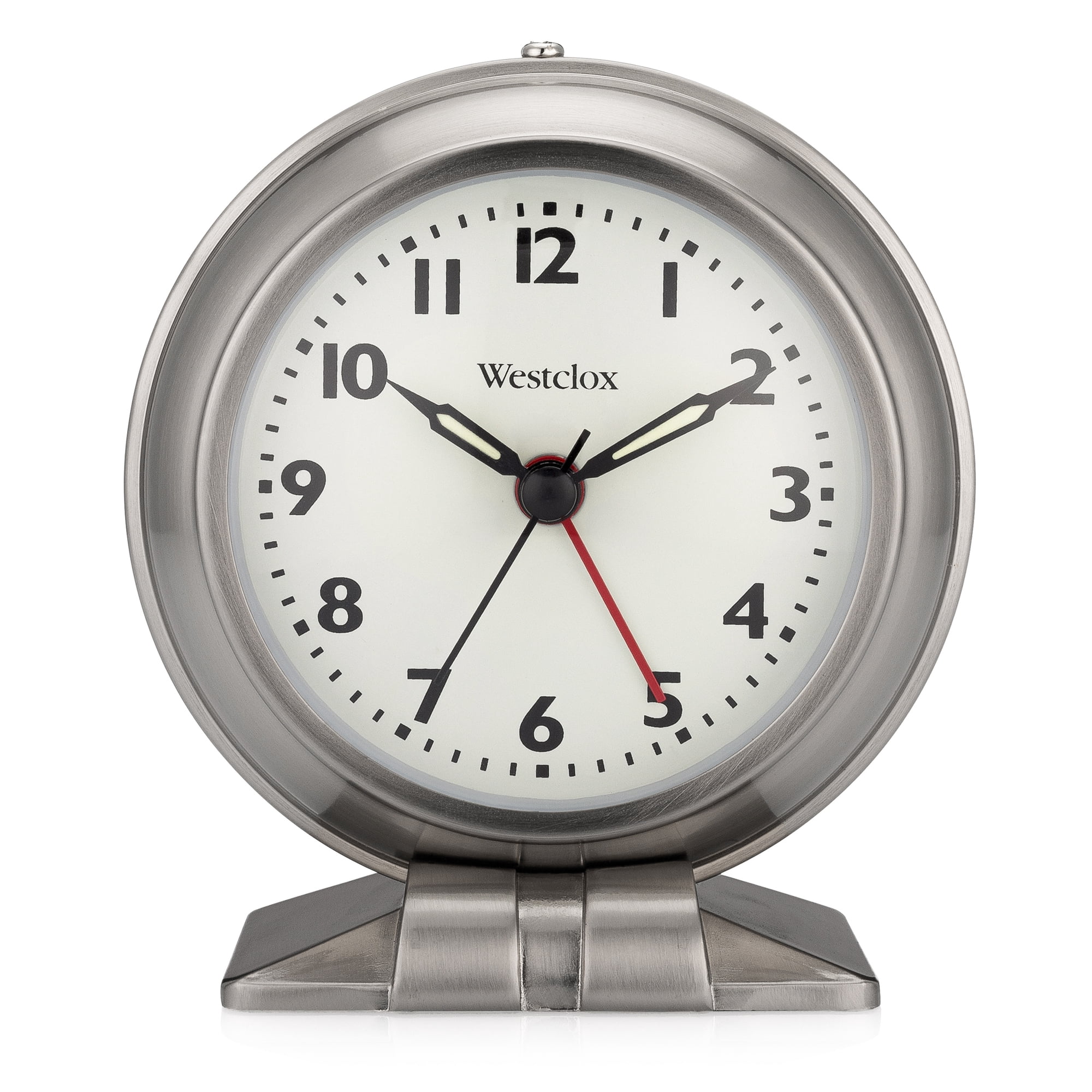 Westclox Silver Metal Analog Alarm Clock Sleek and Elegant, with Precision Timekeeping