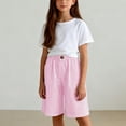 thumbnail image 2 of Bovxnpu Girls Summer Capris Wide Leg Pants Linen Cotton Girls Shorts Casual with Pockets Loose Pants, 2 of 9