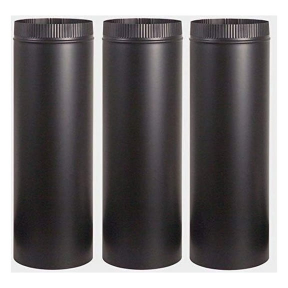 3~ Stove Pipe 6" Dia. x 24" Long Black Stove Pipe 24 Gauge Single Wall Steel Black Matte Finish Building Supplies