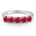 thumbnail image 3 of Gem Stone King 925 Silver and 10K Yellow Gold Red Ruby Wedding-Bands Ring for Women | 1.75 Cttw | Round 4MM | Gemstone July Birthstone | Size 8, 3 of 6