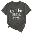 thumbnail image 2 of Tittly T Shirts for Women Spring Tops for Women Girl's Trip 2025 T Shirt Women's Fashion Round Neck Casual Short Sleeves Graphic Tees Tshirts Shirts Dark Gray XXL, 2 of 5