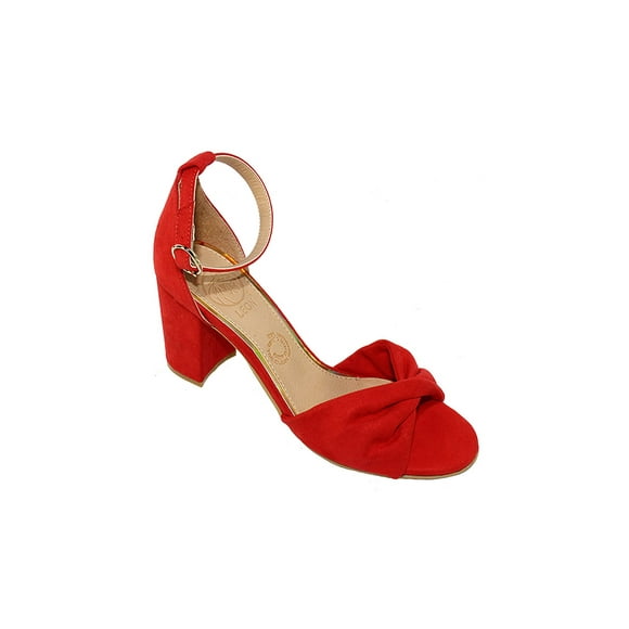 SANDALIAS TACONES VESTIR LEON DAMA MUJER ROJO GAMUZA 051 LEON 51