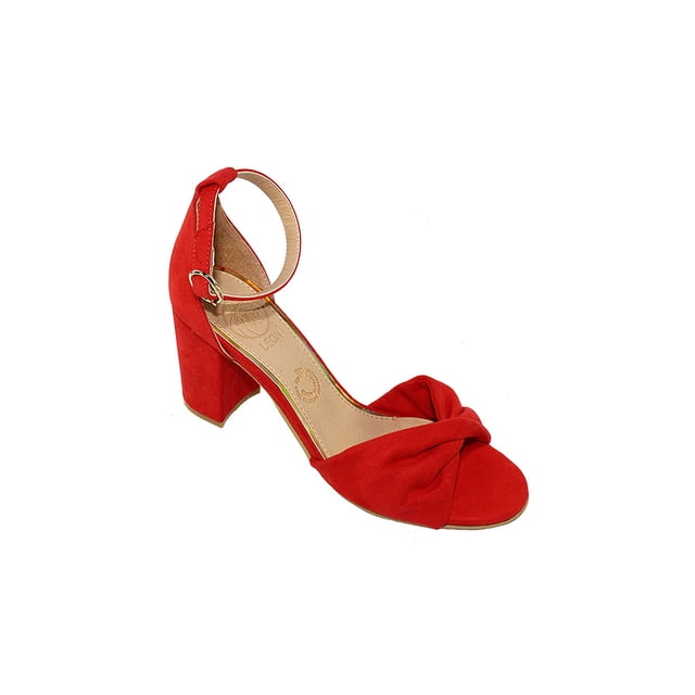 SANDALIAS TACONES VESTIR LEON DAMA MUJER ROJO GAMUZA 051 LEON 51