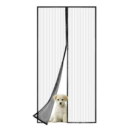 Fly Screens For Sliding Patio Doors Household Magnetic Fly Screen Mesh Door/NO Gap Powerful Magnetic Full Frame Adhersive Strip and Push Pins Easy Installation/Insect Protection Door Net for Balcony Entrance Doors Patio Black 47