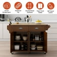 thumbnail image 3 of Rolling Kitchen Island Cart with Large Storage Cabinet on Wheels, Solid Rubberwood Countertop with Drop Leaf, Greenguard Gold Certified, 4-Droors, 2 Drawers, Spice Rack, Towel Holder, 3 of 14
