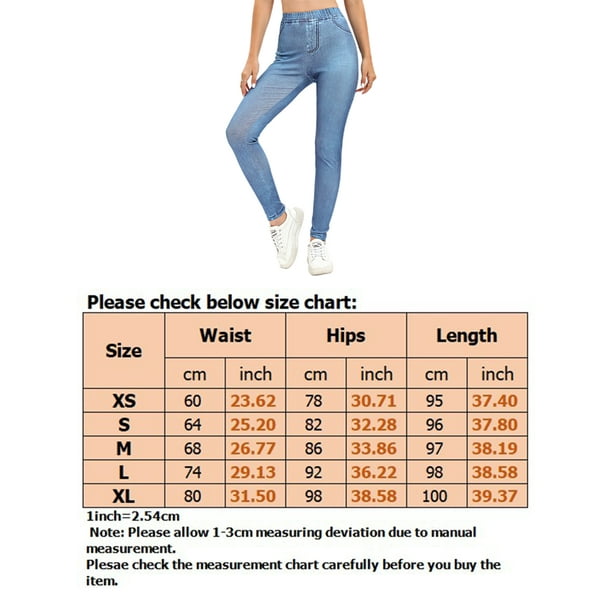 Leggings Fake Jeans for Womens with Pocket Slim Jeggings Fitness