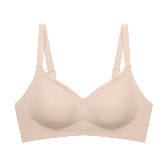 Bmisegm Comfortable Wireless Bra Women Full Coverage Seamless Soft Support for Everyday Wear and Plus Size Comfort Khaki XXL