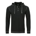 thumbnail image 2 of ZIMEGO Mens Waffle Pullover Hoodie - Long Sleeve Thermal Sweatshirt for Men, Black, XX-Large, 2 of 8