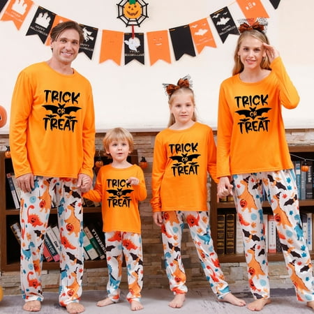 

BEBUTTON Family Matching Halloween Pajamas Set Graphic Funny Long Sleeve Crewneck Loungewear Holiday Sleepwear for Baby Adults and Kids PJS Set Mom 2XL