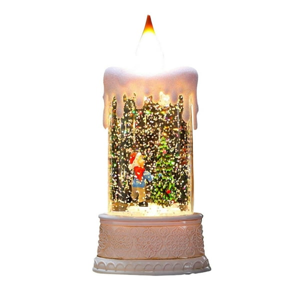 witspace Christmas Snow Globe Lighted Flying Santa Scene, Musical Snow Water Lantern Swirling Glittering Home Decoration and Gift, Battery Operated or USB Powered