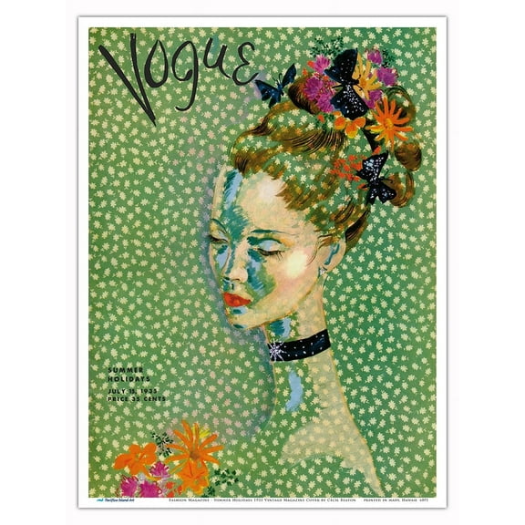 Fashion Magazine - Summer Holidays - July 15 1935 - Vintage Magazine Cover by Cecil Beaton - Master Art Print (Unframed) 9in x 12in