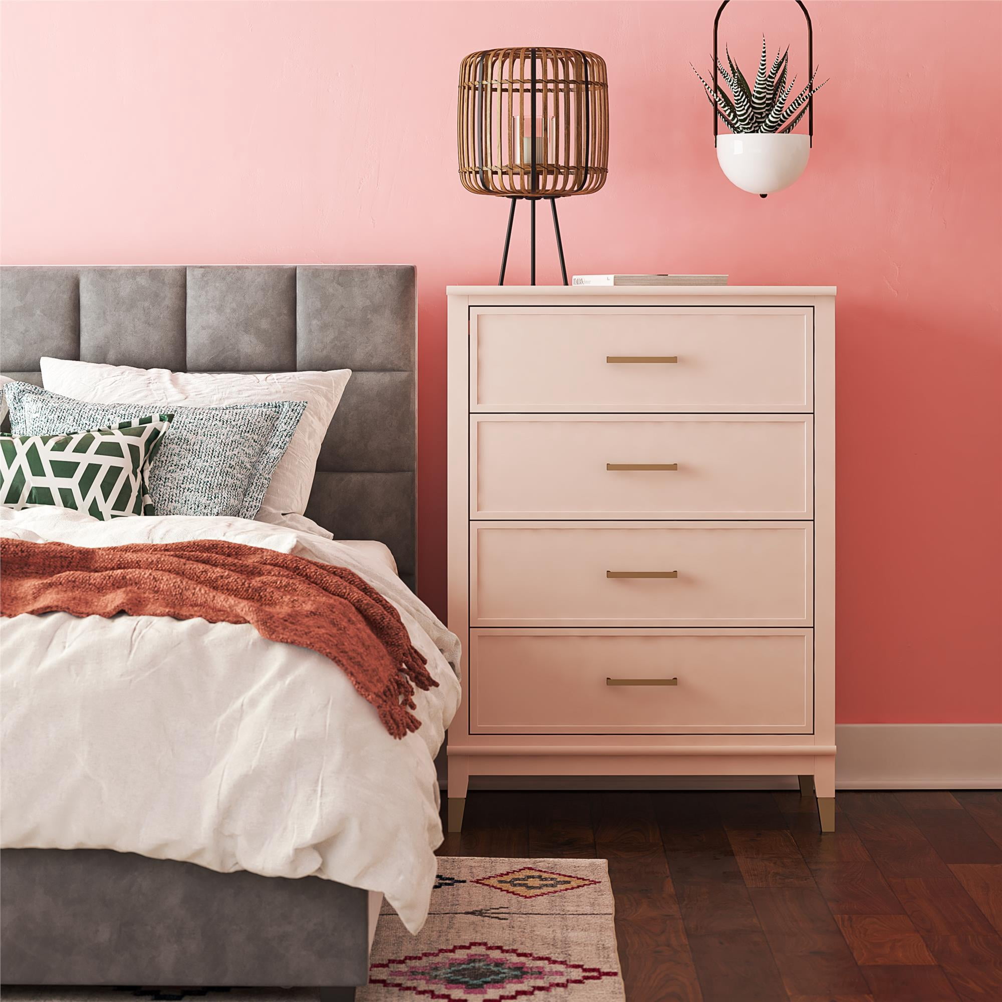 CosmoLiving by Cosmopolitan Westerleigh 4-Drawer Dresser, Pale Pink